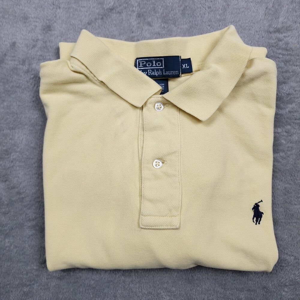 Polo Ralph Lauren Men's XL Yellow Polo Shirt Cotton Short Sleeve Logo